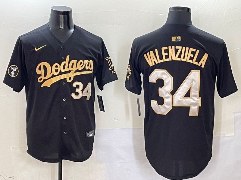 Men Los Angeles Dodgers #34 Valenzuela Black Game Nike 2025 MLB Jersey style 5044